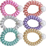 Hair Elastic Telephone Cord With Pearl 5CM