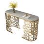 Gold Honeycomb Hollow Stainless Steel Golden Polished Corner Side Table Console Table