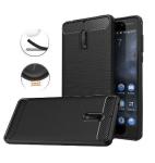 Nokia 6 Ultra Slim Brushed Carbon Fibre Design Tpu Case Black