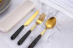Black And Gold Marble Knife Set