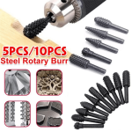 5 10PCS 6MM Shank Rotary Burr Set Hss Carbon Steel Wood Rasp File Drill Bits With Titanium Coated Nylon Storage Bag Included - I