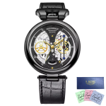 - Men Luxury Leather Strap Formal Analogue Quartz Tonneau Watch
