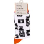 Clicks Trendy Socks Orange & White With Camera 7-11