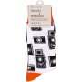 Clicks Trendy Socks Orange & White With Camera 7-11