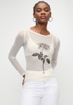 Superbalist Boatneck Printed Mesh Top - Flower Placement Print