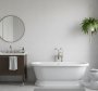 Bathroom Wallpaper White Linen Look