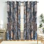 2PCS Set Vintage Blue & Gray Tile Pattern Curtains - Semi-sheer Rod Pocket Design For Easy Hanging - Machine Washable Polyester Drapes For Living