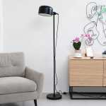 Callisto Metal Floor Lamp In Matt Black Matt White - Matt White