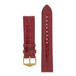 Crocograin Crocodile Embossed Leather Watch Strap In Burgundy - 20MM Gold