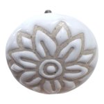 Embossed White Ceramic Knob Flower 6CM