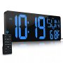 Large Digital Wall Clock With Remote Control 17.2" LED Large Display Timer With Temperature Date Week Auto Dst Adjustable Brightness Big Wall Alarm C