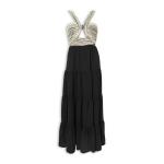 Black & Ecru Rope Detail Maxi Dress