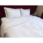 Rey& 39 S Fine Linen 300TC 100% Cotton Queen Oxford Sateen Duvet Cover Set White/black