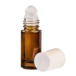 5ML Amberised Glass Roll On Bottle With White Cap & Glass Ball