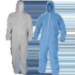 Blue Disposable Coveralls Non Woven 40GSM With Zip & Hood