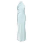 Pale Blue Halter Satin Dress