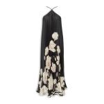 Black Floral Peated Maxi Dress