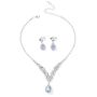 Silver-plated Sea Blue Teardrop Zircon Jewellery Set Necklace