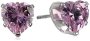 Sterling Silver Pink Cubic Zirconia Heart Stud Earrings