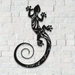1PC 3D Artistic Metal Wall Decor Lizard Vines Hollow-out Silhouette Pattern Metal Wall Art Sticker Good Eye-catching Home Decor 