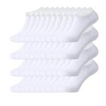 Hubgfeq Unisex 40 20 10 Pairs Of Solid Color Socks Soft And Lightweight Ankle Socks Casual Boat Low Cut-white 20 Pairs-one Size