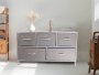 Branded Economical Metal Frame & Fabric - 5 Drawer Low Cabinet Wht/gry