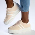 Madison Ashton Platform Lace Up Fashion Sneaker - Pink White - 8