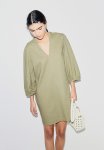 Linen-blend Dress - Khaki Green
