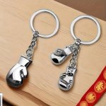 Creative Boxing Glove Keychain Zinc Alloy Brave Fighter Inspiration Birthday Party Favor Daily Wear Accessory Durable Silvery Fi