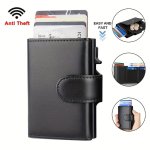 Men's Rfid Blocking Leather Wallets Fashion Card Holder Trifold Wallet Money Bags Pop Up Card Wallet With Coin Pocket Ideal Gift