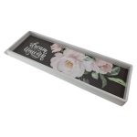 Wooden Flat Tray Rose Floral White 40CM