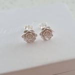 Charne 925 Sterling Silver Lotus Flower Earrings Size: 9MM