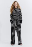 Wide Pull-on Trousers - Black Striped