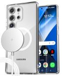 Encased 2-IN-1 For Samsung Galaxy S25 Ultra Phone Case Compatible With Magsafe With Magnetic Wireless Charger Included Clear