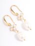 Goldair Gold Plated Cubic Zirconia & Freshwater Pearl French Drop Earrings