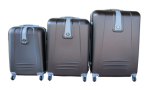 Smte Abs 3-PIECE Luggage Set With Spinner Wheels Tsa Locks Brown And Silver With Keychain