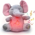 Breathing Elephant Plush Sound Snuggle Toy: Rhythmic Motion Lights And Music For Babies 0-3 Years - Perfect For Halloween Or Chr