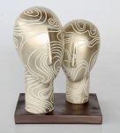 2 Silhouette Heads On Stand Silver 35X25X26CM