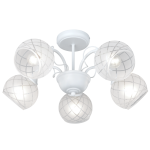 Metal And Clear Frosted Patterned Glass Light Fitting 5 X 40W Ses