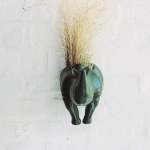 Rhino Wall Planter Head tail - Forest Green Head