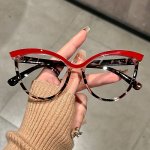 CAT Eye Color Block Frame Glasses Transparent Lens Glasses Vintage Fashion Decorative Glasses Y2K Computer Glasses For Women