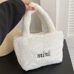 Autumn Winter Plush Handbag Trendy Soft Faux Fur Tote Bag Y2K Fluffy Zipper Purse For Women
