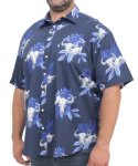 Mens Short Sleeve Printed Shirt - 8XL Navy