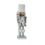 Blue & White Nutcracker Wood 8X6X25CM - Faux Fur Hat