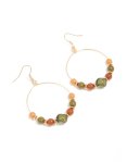 Goldair Gold Brown & Green Beaded Drop Earrings