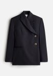Studio: Wool-blend Statement-button Blazer - Black