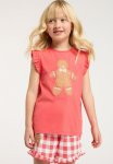 Cotton On Stacey Short Sleeve Flutter Pyjama Set - Anthurium Red gingerbread Gingham