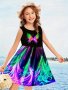 Fancy Flames Pattern Sleeveless Dress For Girls - Spring Summer Clothing Casual Wear Party Gift