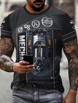 Mechanic Themed 3D Graphic Print Men's Novelty Short Sleeve Crew Neck T-Shirt Summer Outdoor