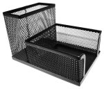 : M415 Wire Mesh Metal Cube & Pen Holder Black